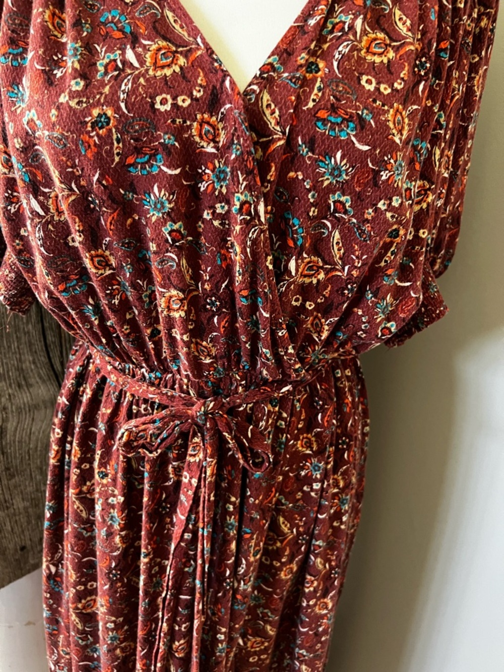 Knox Rose Rust Floral Wrap Maxi Dress - Picture 4 of 9